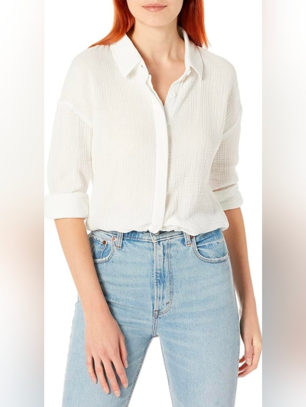 Monrow White Gauze Button-Down Shirt Size XS